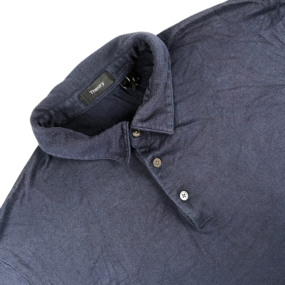 Theory Polo Shirt Mens XL‎ Navy Blue Short Sleeve Collared Pullover Lightweight